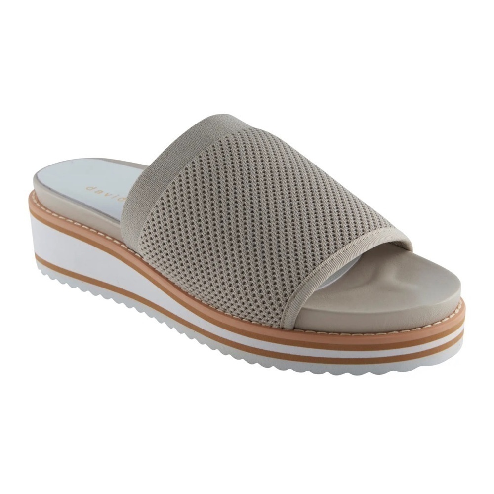 David Tate Aline‎ Bone stretch fabric slides Sz 10.5 WW (EE) New
